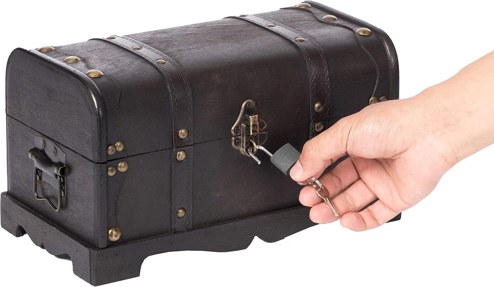 Vintiquewise Small Pirate Style Wooden Treasure Chest (Chest with Padlock) (Q...