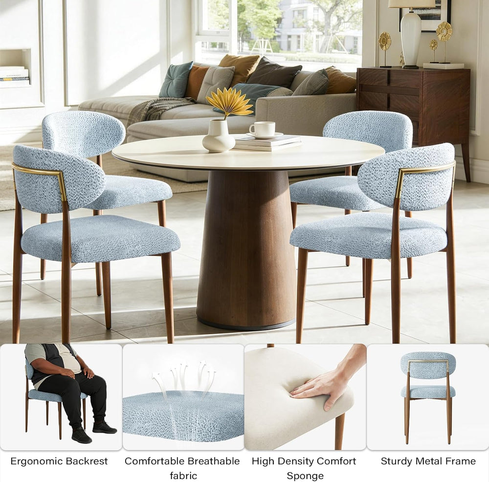 300LBS Dining Chairs Set of 2,Metal Kitchen Chairs,Modern Chenille Upholstere...