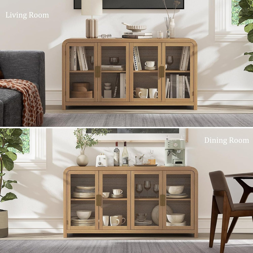 Oak&Sparrow Oak Sideboard Buffet Cabinet with Storage, 60'' Boho ...