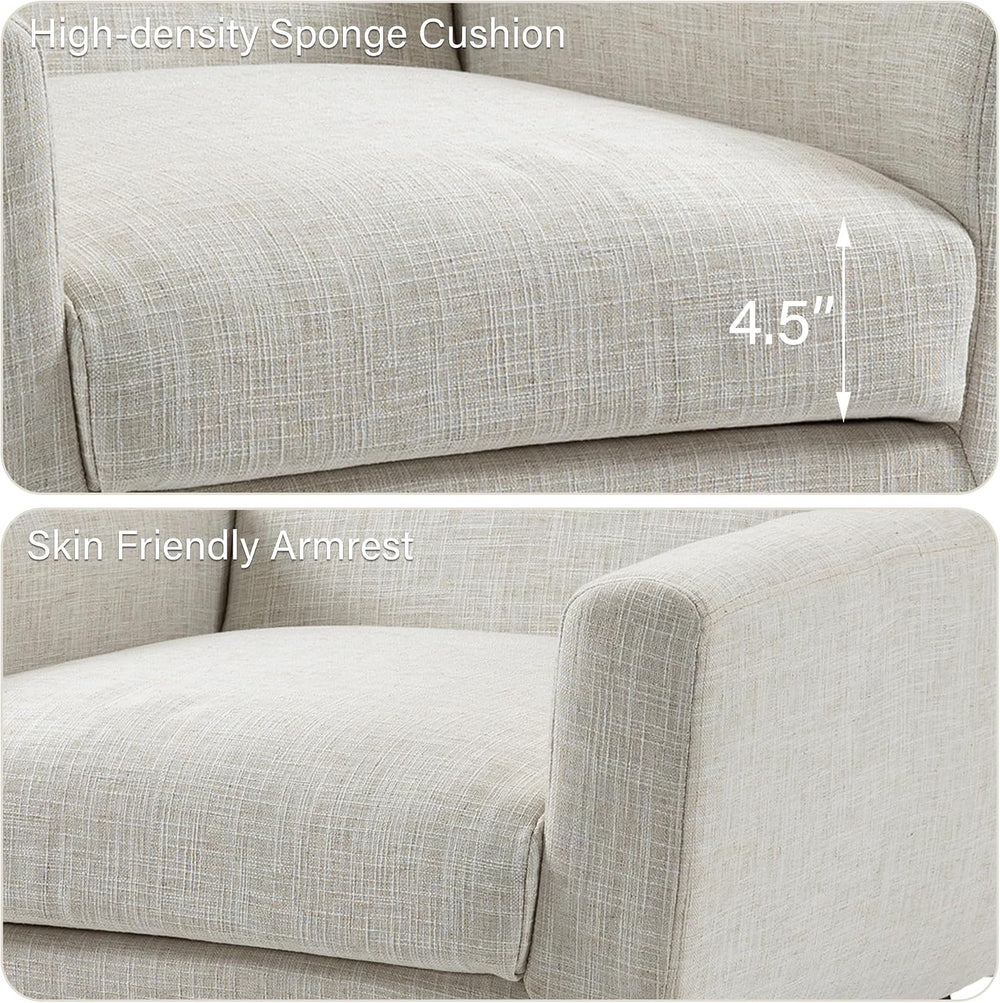 Mid-Century Modern Linen Blend Accent Chair, Beige, Set of 2 | Tufted Button ...