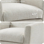Mid-Century Modern Linen Blend Accent Chair, Beige, Set of 2 | Tufted Button Backrest, 4.5" Plush Seat Cushion, Solid Wood Frame, Easy Assembly, For Living Room Bedroom, & Small Spaces