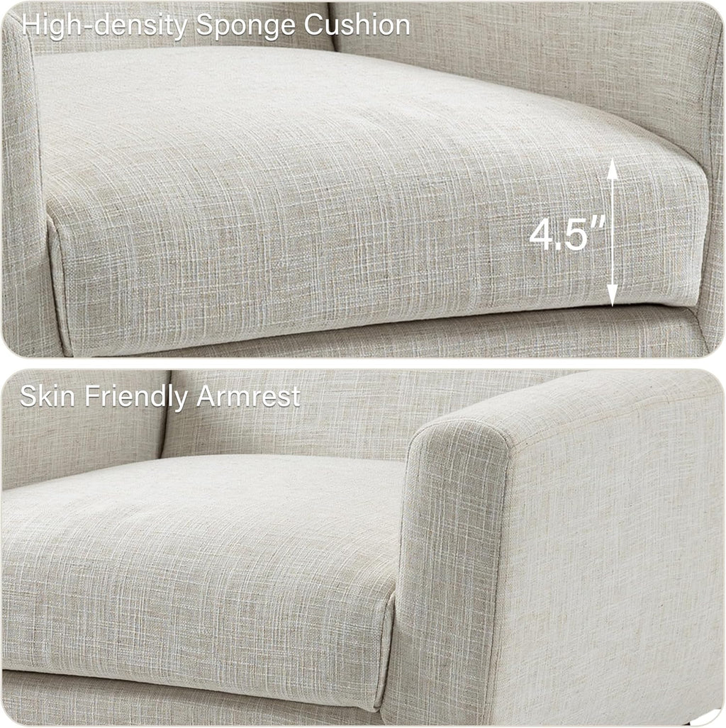 Mid-Century Modern Linen Blend Accent Chair, Beige, Set of 2 | Tufted Button Backrest, 4.5" Plush Seat Cushion, Solid Wood Frame, Easy Assembly, For Living Room Bedroom, & Small Spaces