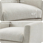 Mid-Century Modern Linen Blend Accent Chair, Beige, Set of 2 | Tufted Button Backrest, 4.5" Plush Seat Cushion, Solid Wood Frame, Easy Assembly, For Living Room Bedroom, & Small Spaces