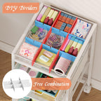 Rolling Utility Cart with 4 Drawers, Craft Organizer and Storage Carts with DIY Divider, Lockable Wheels Storage Organizer for Art Supplies, Store for Brushes & Paints & Artifacts, White