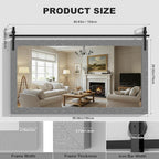 Hasipu Farmhouse Bathroom Mirror, 60"x30" Rustic Wood Framed Wall Mounted Mirror, Gray Vintage Vanity Mirror Barn Door Style Decrative Mirrors