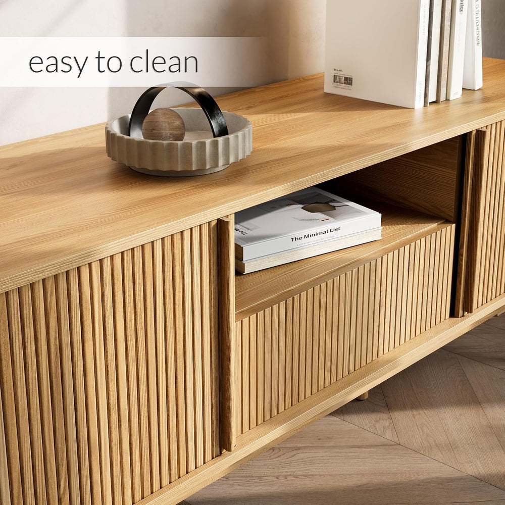 Furniway Modern TV Stand for 45/55/70 inch TV, Entertainment Center with Slid...