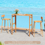 Tangkula Acacia Wood Outdoor Folding Bar Table, Patio Rectangle Counter Height Pub Table with Slatted Tabletop, for Balcony, Backyard Garden and Poolside