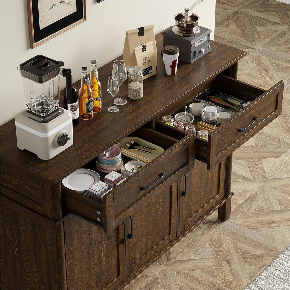 48 Inch Sideboard Buffet Cabinet with Storage, Farmhouse Coffee Bar Cabinet w...