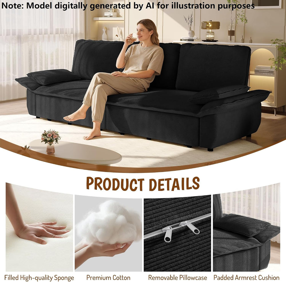 94.5" Pull Out Couch King Size, Futon Sofa Bed, 3-in-1 Convertible Sleep...