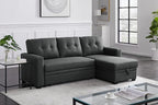 Devion Furniture Maison 4-in-1 Convertible L Shaped Couch with Pull Out Bed and Storage, Sectional Sleeper Sofa with Reversible Chaise for Living Room, Apartment, Bedroom, Office