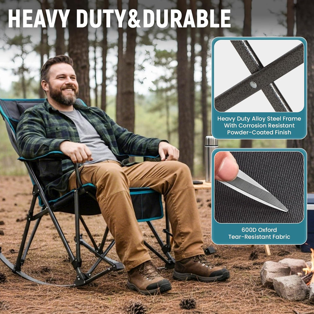 FUNDANGO Rocking Camping Chair for Adults, 400Lbs Folding Camp Chairs | 2 Pac...