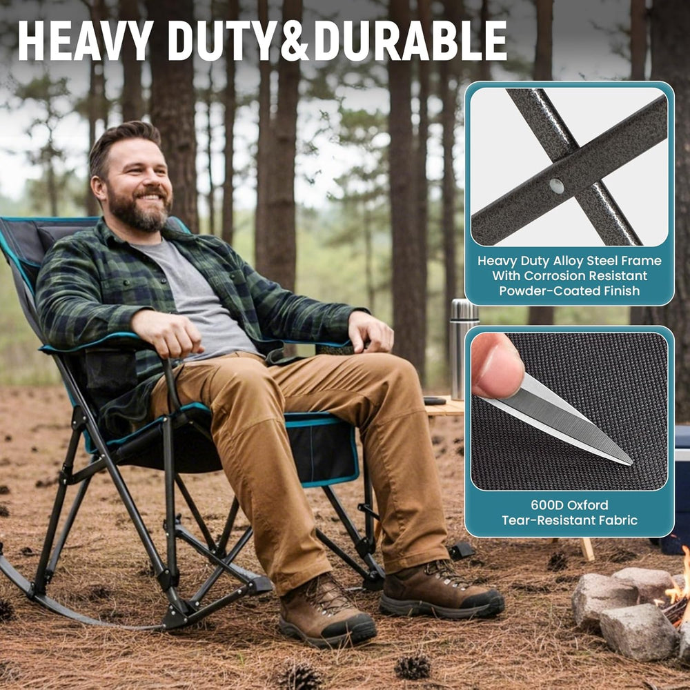 FUNDANGO Rocking Camping Chair for Adults, 400Lbs Folding Camp Chairs | 2 Pac...