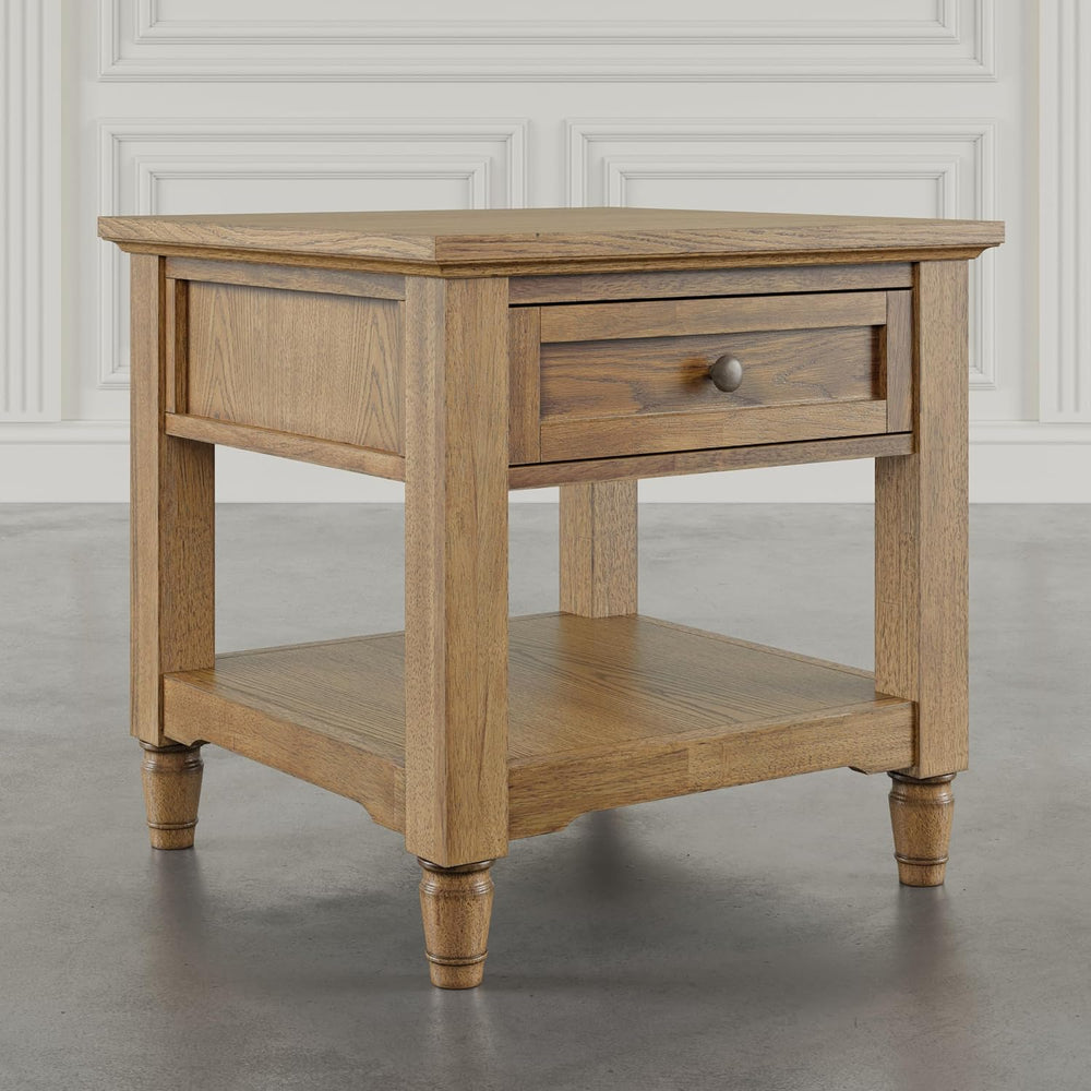 Brentwood Modern Transitional 24" Square End Table with Drawer and Stora...