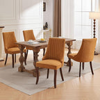 Modern Dining Chairs Set of 4, Mid Century Kitchen & Dining Room Chairs, Linen Upholstered Kitchen Chairs with Wood Legs, Sillas de Comedor, Easy Assembly, Yellow, 4 Pieces