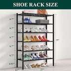Smiry Shoe Rack, 6 Tier Bamboo Shoe Organizer, Stackable Free Standing Wooden Shoe Storage Shelf for Closet, Entryway, Front Door Entrance, Black