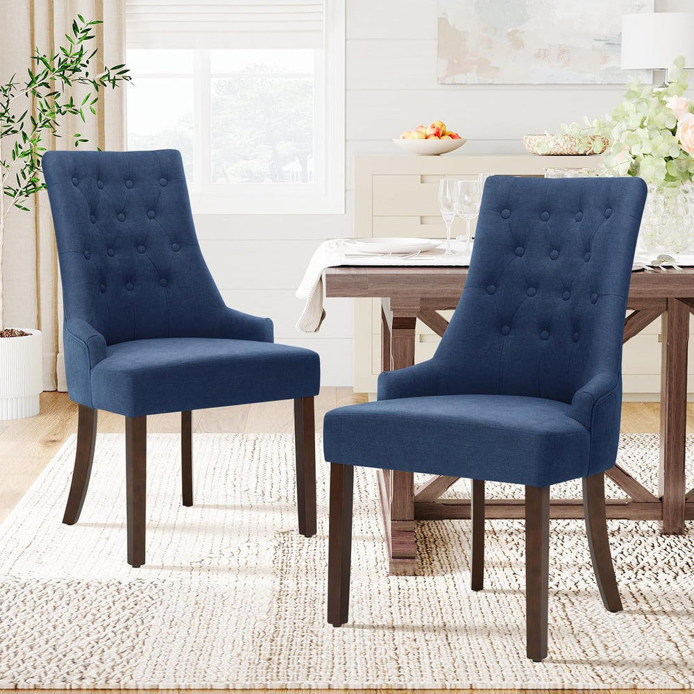 COLAMY Wingback Upholstered Side Dining Room Chairs Set of 4, Fabric Dining C...
