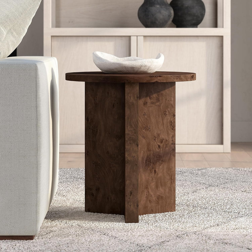 Henn&Hart 20" Scandinavian Round Wooden End Table, Side Table, Night...