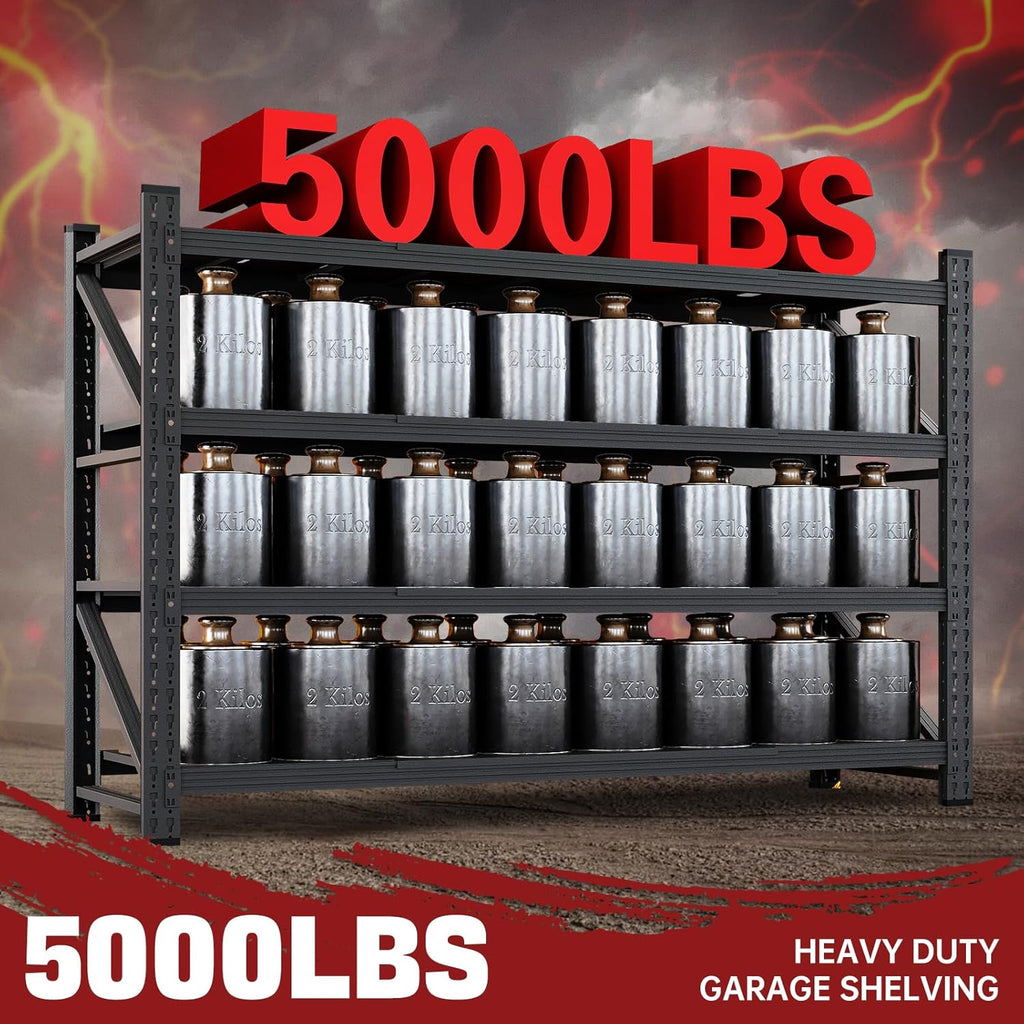 5000LBS Storage Shelves,60" W Garage Shelving Heavy Duty Metal Adjustable Garage Shelves, Shelving Units Industrial Shelving for Warehouse,60" W x 24" D x 70" H,Black