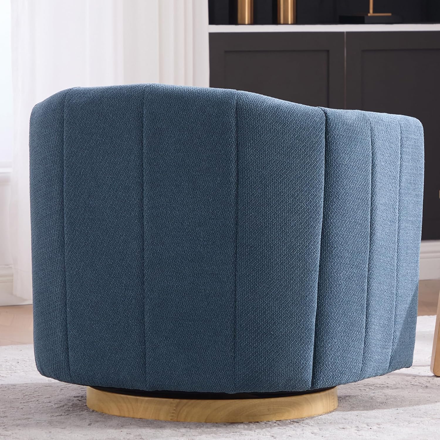 Swivel Barrel Chair Set of 2, 360 Degree Round Swivel Accent Chair for Living Room, Mid Century Modern Upholstered Accent Chair,Comfy Tufted Sofa Armchairs for Bedroom,Nursery,Chenille, Blue