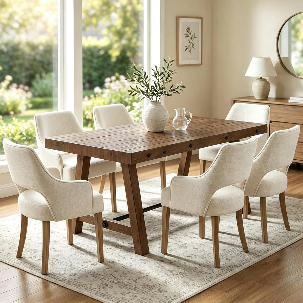 Rustic Farmhouse Dinning Table, Reclaimed Solid Wood Kitchen & Dining Roo...