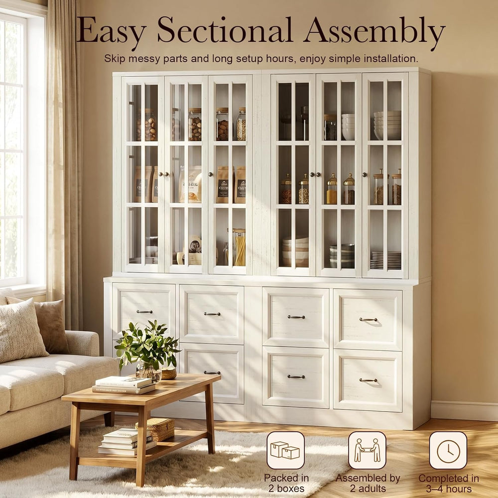 80" Modular Kitchen Pantry Cabinet, 2-in-1 Freestanding Tall Pantry Cabi...