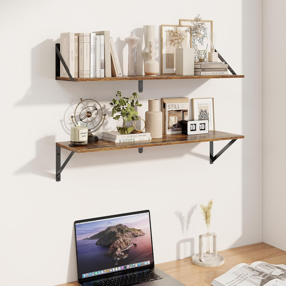 Heimlove Deep Floating Shelves for Wall, 32W x 8D Wood Wall Shelves Set of 2,...