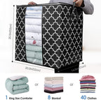 WISELIFE Storage Bags 8 Pack/100L Large Blanket Clothes Organization and Storage Containers for Comforters,Bedding, Foldable Organizer with Reinforced Handle, Clear Window, Sturdy Zippers,Black