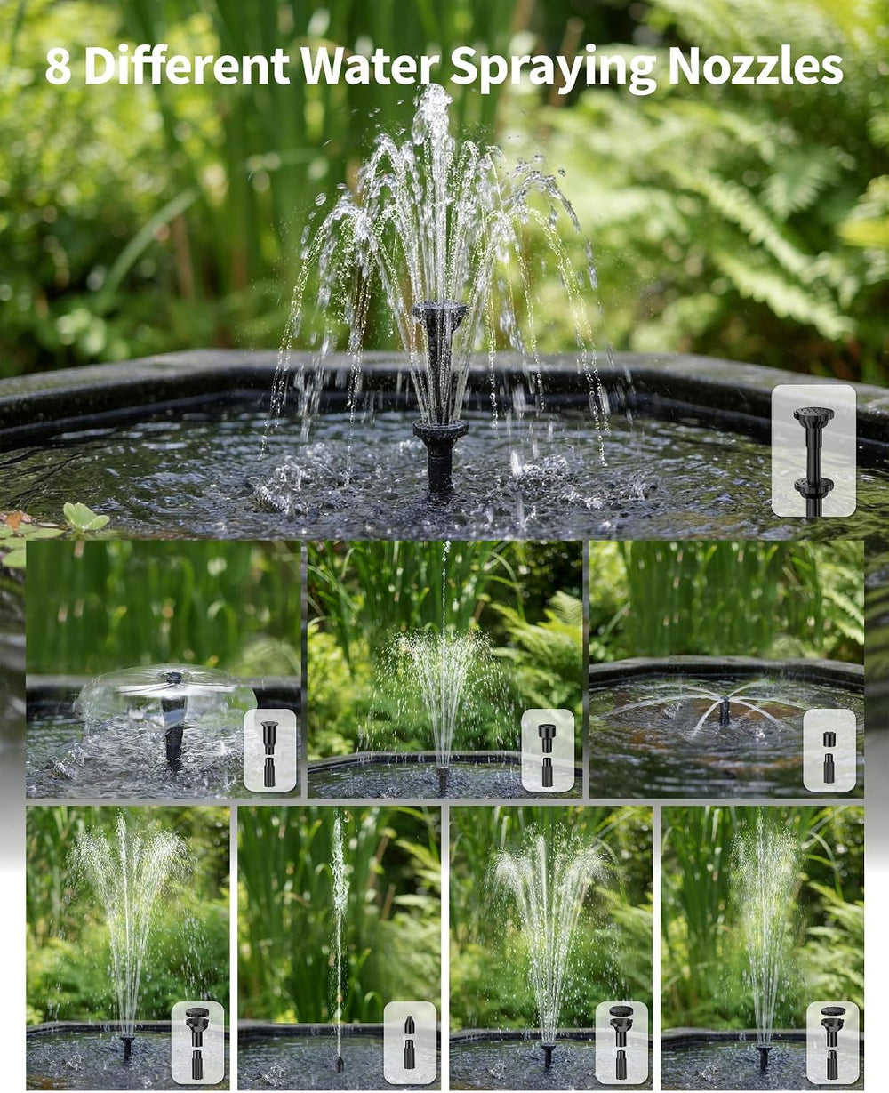 POPOSOAP 6.5W Solar Pond Filter with Battery Backup Fountain Pump