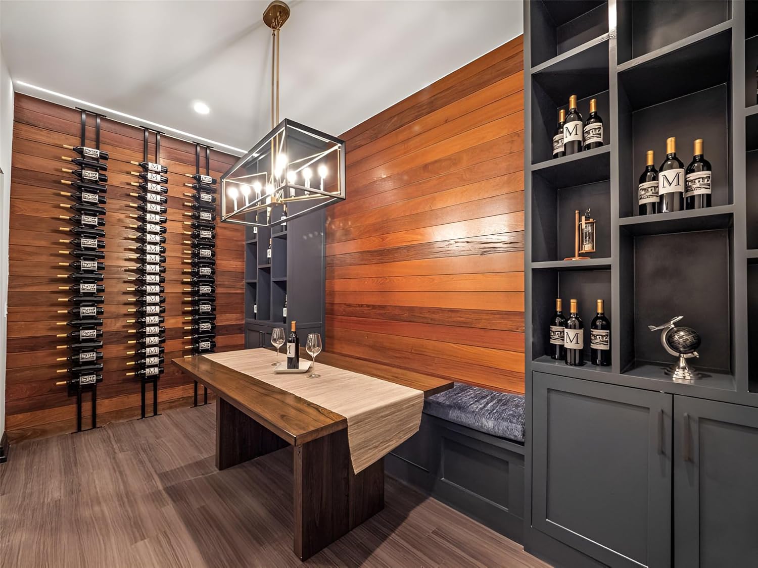 Ultra Wine Racks Floor-to-Ceiling Mount Display (2 Side, Single Deep, Black, Holds 42 Wine Bottles) - Modern Metal Wine Storage for Wine Cellars, Home Bars, Kitchens, and Dining Rooms