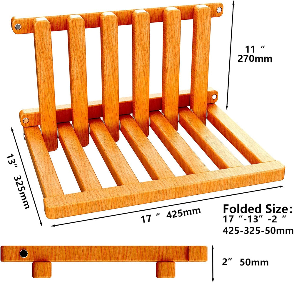 The folding stool is made of beech wood and can withstand 400 pounds. The sur...