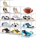 12 Pack Acrylic Shoe Boxes, Size 12 Clear Plastic Stackable Shoe Storage Boxes with Magnetic Lid Acrylic Display Case Sneaker Containers Underbed Closet Make-Up Storage Box