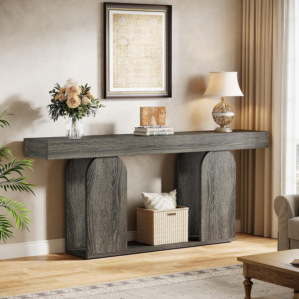 Tribesigns 70.9-Inch Extra Long Sofa Table, Farmhouse Console Tables with Woo...