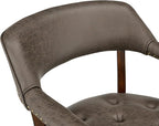 LEEMTORIG Large Dining Chairs with Casters and Arms, Rolling Dining Chairs with Wheels, Poker Chairs, Solid Wood Office Desk Chairs, 26"D x 25.2"W x 31.5"H, Cherry Legs & Dark Brown Fabric SY-1533-DK