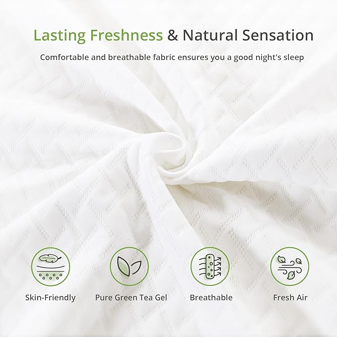 6 Inch Twin Mattress for Kids, Memory Foam Mattress with Cooling Green Tea Gel, Relieve Pressure with Medium Firm Support, CertiPUR-US Certified, 75''L x 38''W, White