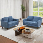 Kingfun 56" Chenille Sofa, Loveseat Couch, Mid Century Modern Love Seat Couches with Solid Wood Frame for Living Room & Bedroom, Light Blue