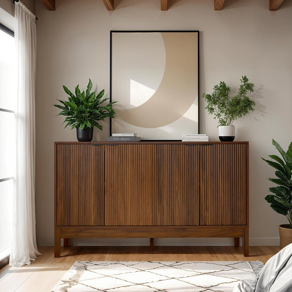 Best Choice Products 55" Modern 4-Door Sideboard Storage Cabinet, Buffet...