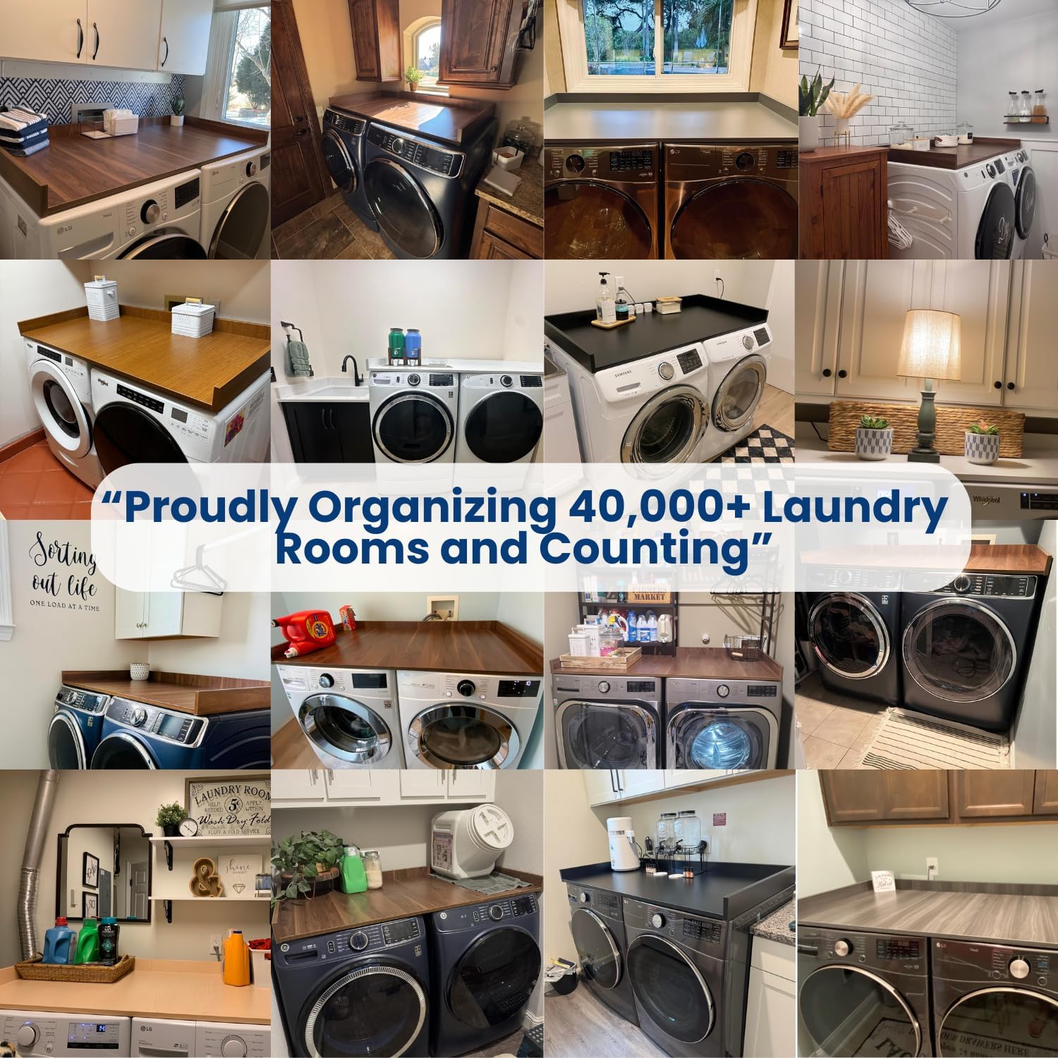 OfficeSimpli Large Washer Dryer Countertop 30 x 58 - Made in USA - Laundry Countertop Over Washer and Dryer, Laundry Room Countertop Organization Solution with Non-Slip Pads, California Walnut