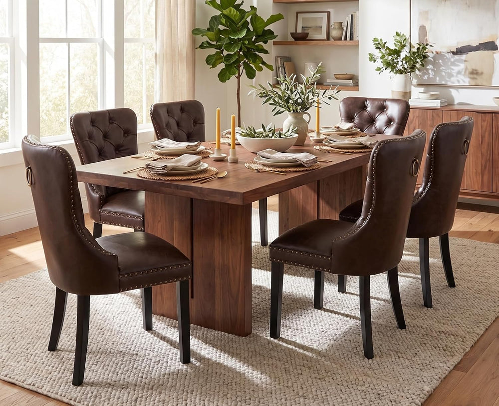 EALSON Modern Dining Chairs Set of 2 Mid Century Leather Dining Room Chairs w...