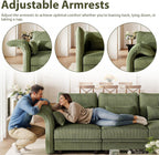 LLappuil U Shaped Sectional Sofa with Storage, 6 Seat Green Corduroy | Adjustable Backrests & Arms, Extra Deep Seat Cushions, OEKO-TEX Certified Fabric, Solid Wood Frame + 35D Foam