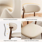 Kitchen Dining Chairs Set of 4 Modern Upholstered Leather Farmhouse Dining Room Chair with Metal Legs, Walnut/Beige