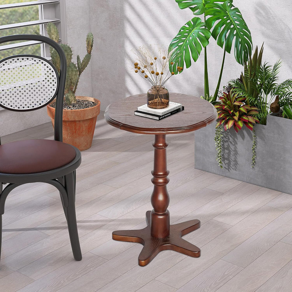 Vintage Accent Side Table, 15.75 Inch Round Wooden Pedestal Design for Living...