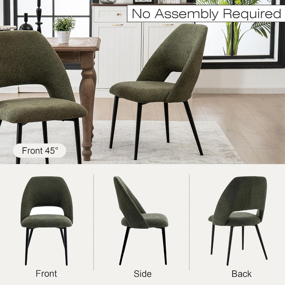 Rowill Boucle Dining Chairs Set of 4, Mordern Upholstered Fabric Dining Room ...