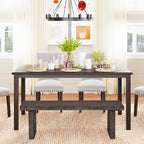 COLAMY 5-Piece Dining Table Set for 4, 60" Rectangular Kitchen Wood Table with 4 Nailhead Dining Room Chairs, Brown/Beige
