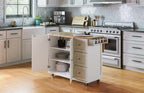Homestyles Dolly Madison Off-White Mobile Kitchen Island Cart with Wood Drop Leaf Breakfast Bar