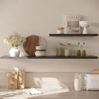 Wall Shelf Set of 3, Black Floating Shelves 24 in W x 10 in D x 1 in H, Wooden Floating Wall Shelf with Invisible Brackets for Living Room/Bedroom/Bathroom/Kitchen Storage and Decor