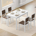 NAFORT Dining Table Set for 4, Farmhouse Kitchen Table and Chairs Set of 4, Mid-Century Modern Rectangular Dining Room Table with Cushion Padded Seat, Solid Wood Dining Set Kitchen Furniture
