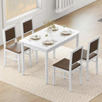 NAFORT Dining Table Set for 4, Farmhouse Kitchen Table and Chairs Set of 4, Mid-Century Modern Rectangular Dining Room Table with Cushion Padded Seat, Solid Wood Dining Set Kitchen Furniture