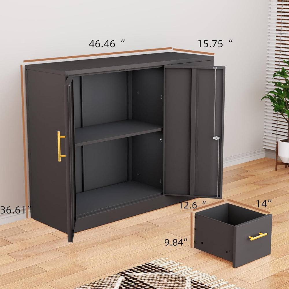 Tokawa Large Metal Office Storage Cabinet with 3 Drawers & 2 Doors, 46.46...