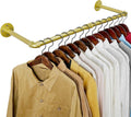 WEBI Industrial Pipe Clothing Rack,32" Wall Mounted Clothes Rack for Hanging Clothes,Heavy Duty Metal Garment Rack Bar Wall Mount Clothing Rod for Closet,Laundry Room,Gold