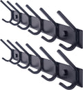 WEBI Coat Rack Wall Mounted,17-1/8 Inch Coat Hooks for Hanging Coats,Heavy Duty Metal Hook Rack Rail with 6 Double Dual Hooks Coat Hanger Wall Mount for Clothes Jacket,Black,2 Packs